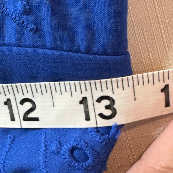 A-Line Dress Women's 4 Cobalt‎ Blue Lace Eyelet Coastal Preppy Feminine Summer - Picture 12 of 13